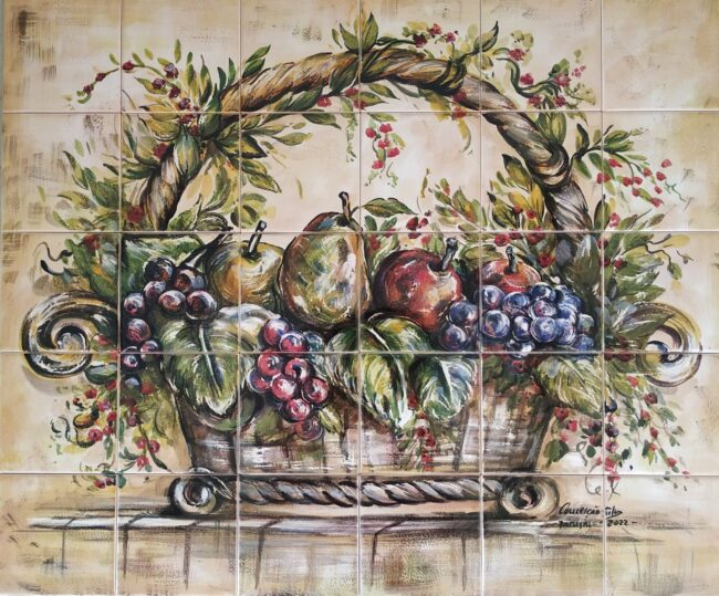 painel de azulejo a cesta